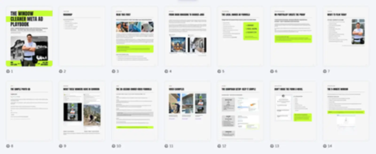 Preview of the playbook's pages arranged in a grid, shown at reduced resolution